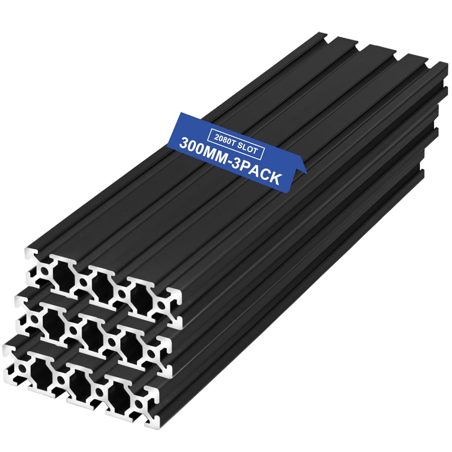 3Pcs T Slot 2080 Aluminum Extrusion European Standard 300mm(11.8inch) Length Anodized Extruded Aluminum for CNC DIY 3D Printer and Industrial Bracket Making