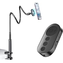 Gooseneck Phone Holder for Bed + Wireless Camera Remote Control