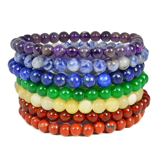 Reiki Crystal Products 7 Chakra Bracelet, Amethyst, Sodalite, Lapis Lazuli, Green Aventurine, Calcite, Carnelian, Red Jasper Crystal Stone 6 mm Beads Bracelet - Combo Pack