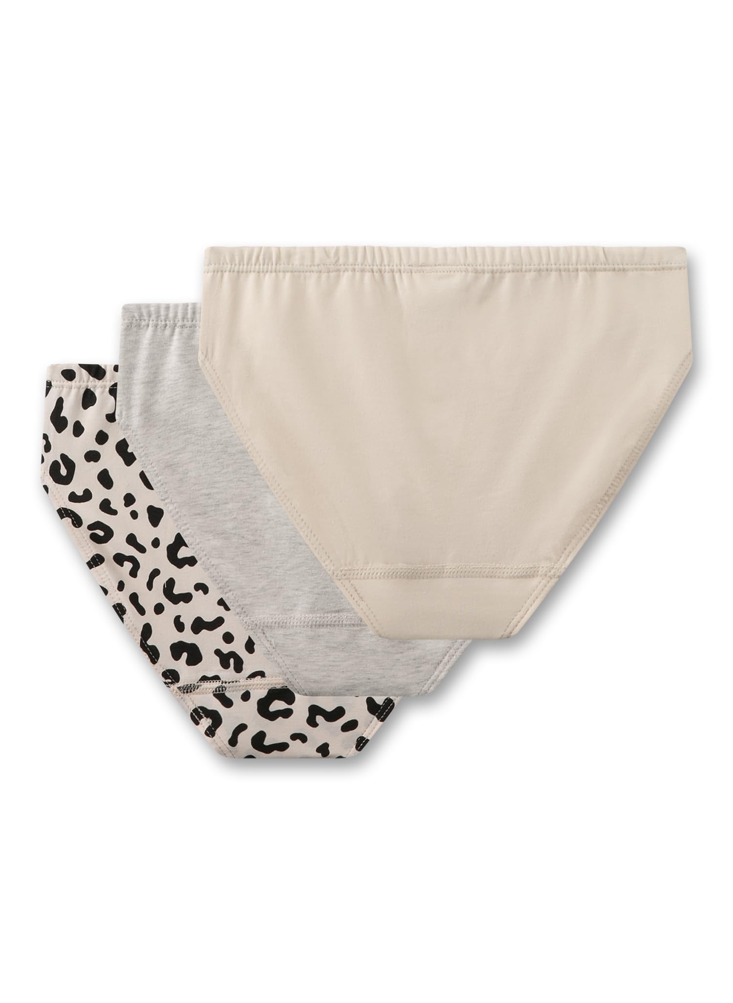 Sanetta Mädchen-Rioslip (Dreierpack) beige & grau Leo-Print | Hochwertige und nachhaltige Unterhose für Mädchen aus Baumwoll-Mix. Inhalt: 3er Set Unterwäsche für Mädchen