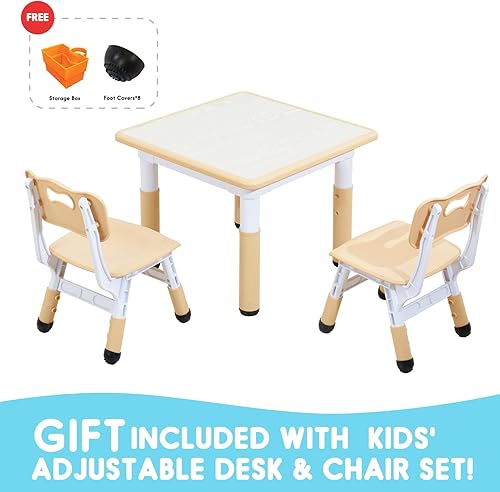 Miniatura 3 de Juego de mesa y silla para niños con patas antideslizantes ajustables seguras para niños pequeños, escritorio a prueba de actividades y graffiti