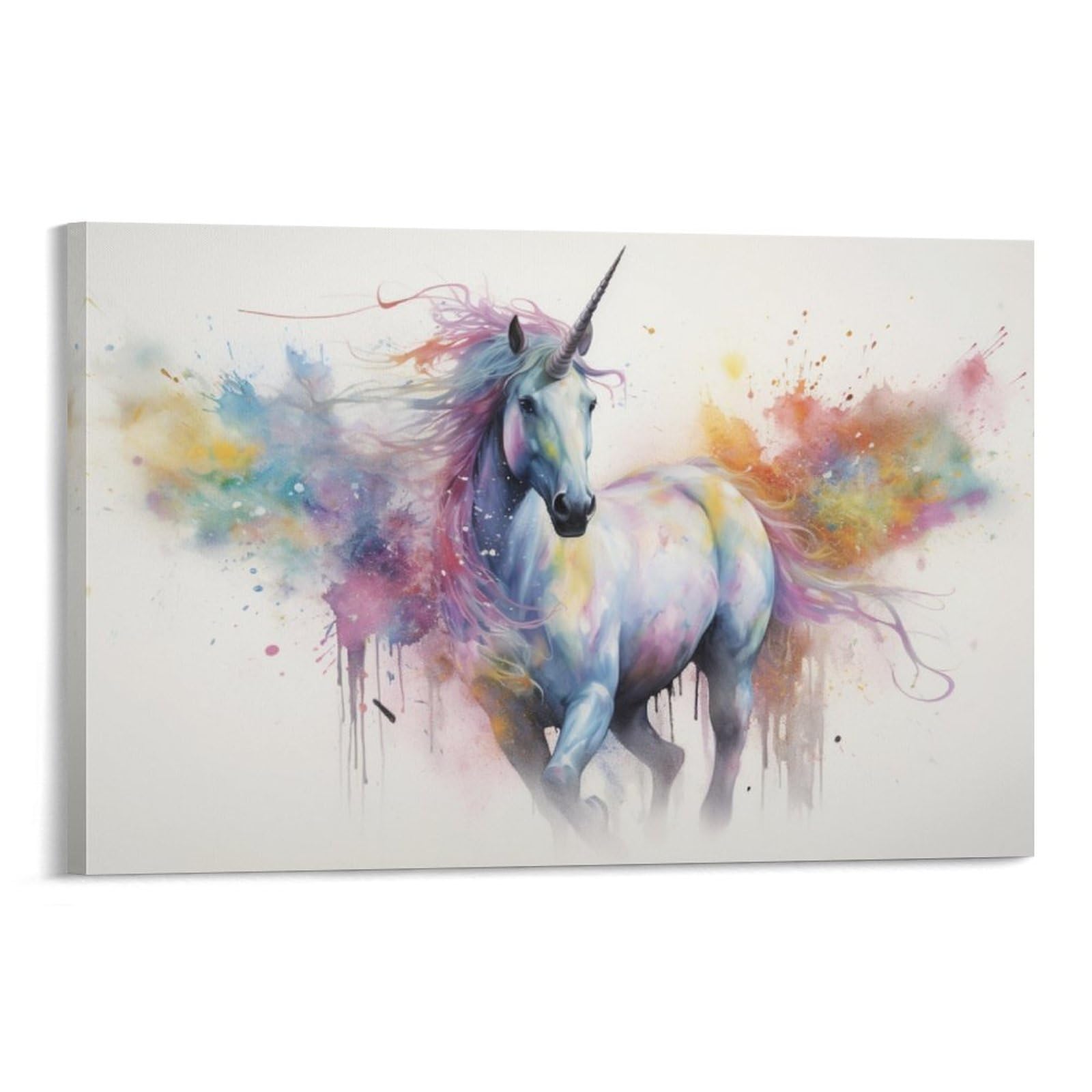 AYAROS Abstract Unicorn Printed Canvas Posters Beautiful Retro Colourful Animal Wall Decor Suitable for Living Rooms Bedroom Framed 08x12 inch