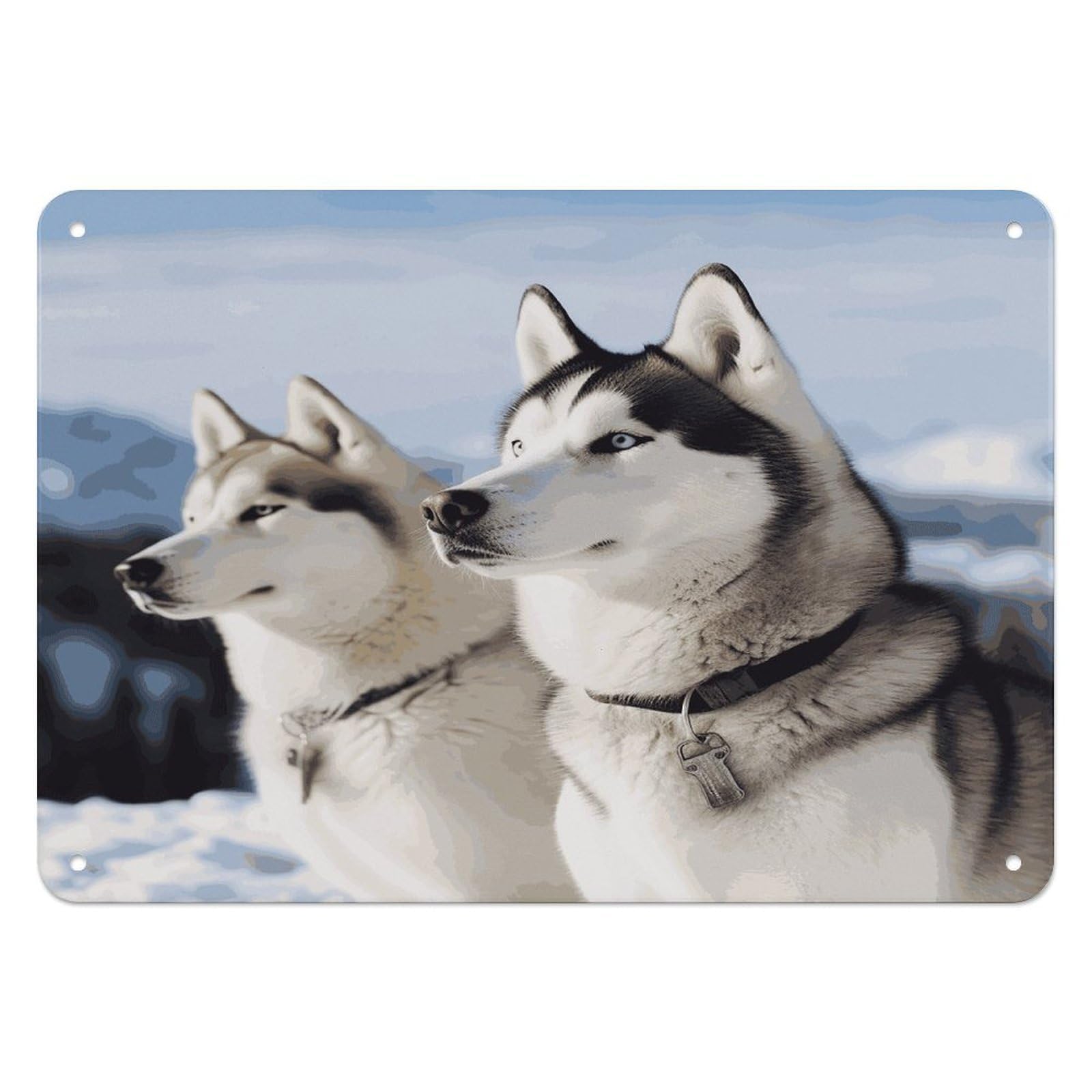 Btcowzrv Style Husky Dogs Metal Sign, 5.5" X 7.9" Tin Wall Decor, Wall Art Plaques For Home Wedding Decor Room Living Room Decoration