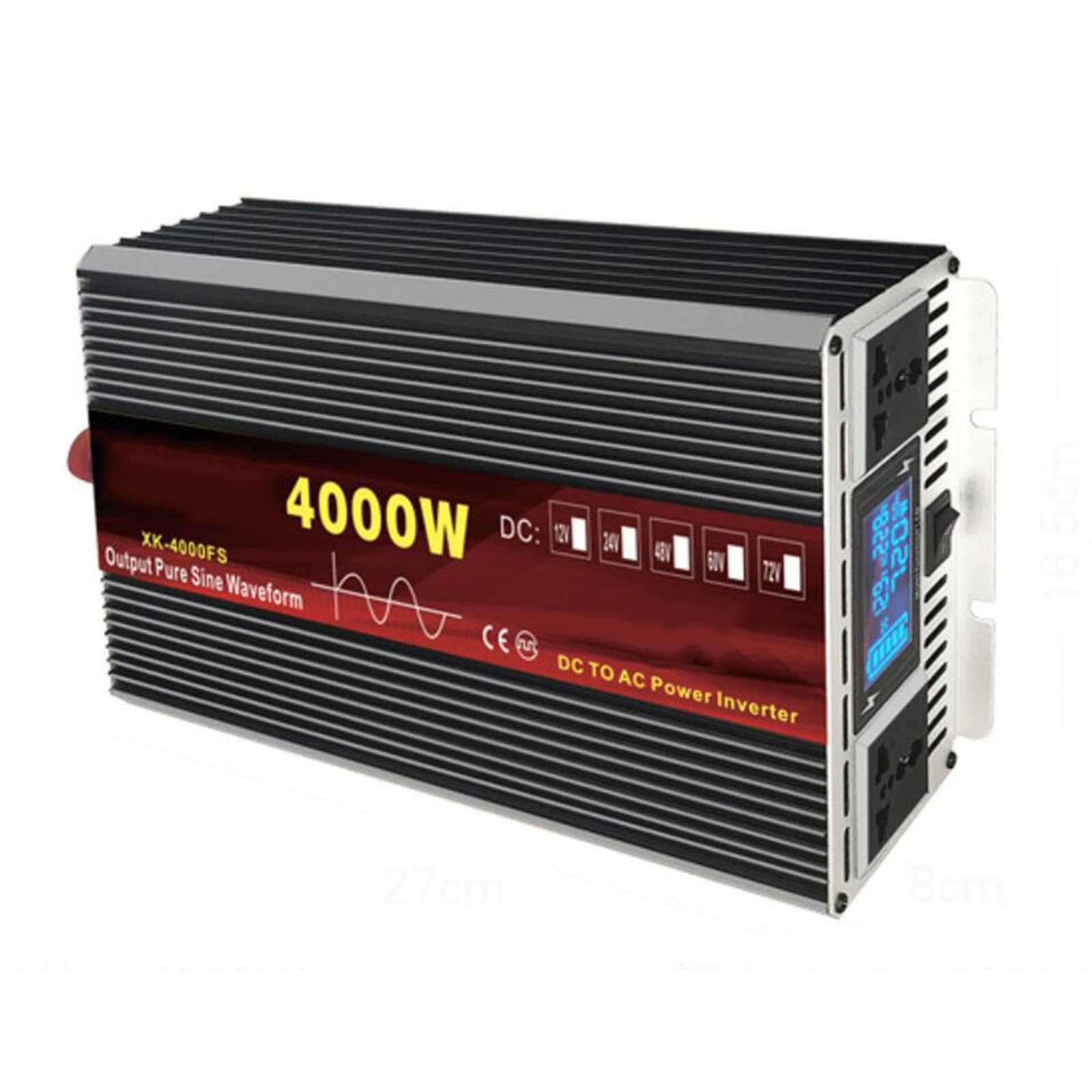 Pure Sine Wave Power Inverter 3000W 4000W 5000W 6000W DC 12V/24V/48V/60V to AC 110V/220V Power Converters Solar Inverters with AC Outlets for Home Camping