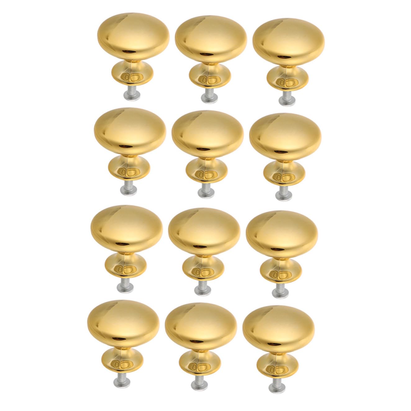 WOONEKY Pomelli Armadio Rotondi a Fungo in Lega di Zinco, 12 Pezzi | Colore Oro, Superficie Liscia, Installazione Semplice, per Mobiletto e Bidone, Stile Moderno