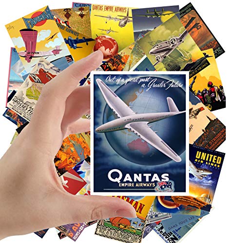 Large Stickers (24 Pcs 2.5"X3.5") Vintage Travel Posters Aviation Planes European #TOP18