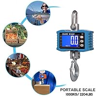 Vista 4 de Báscula de grúa digital de 2,204.6 lbs/2204 libras, escala de grúa industrial con retroiluminación LCD con cambio de unidad, retención de datos