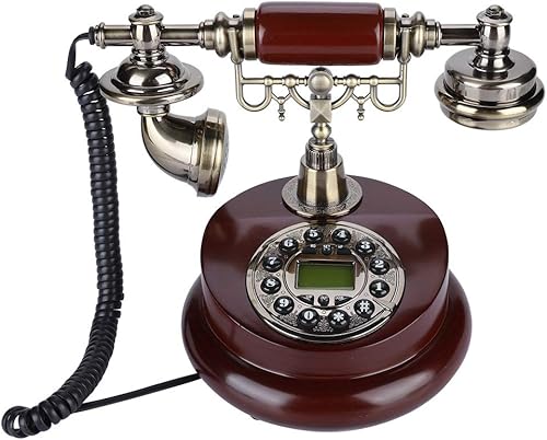 Retro Landline Telephone, 1960's Vintage Corded Dial Phone Classic Old Fashion Telephones Wired Desk TelephoneFSK DTMF Telephone Line Powered for