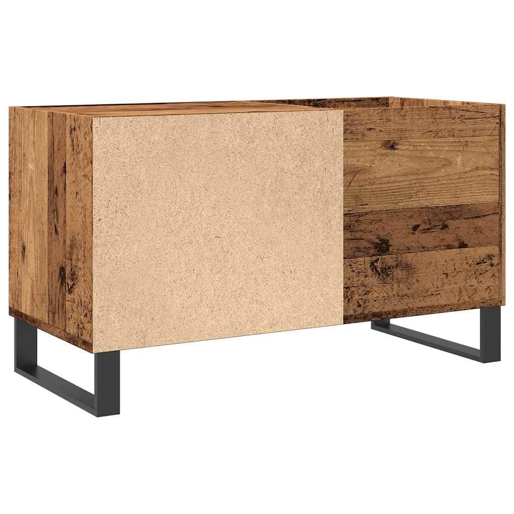Hothingwell Szafka z gramofonem z drewna konstrukcyjnego 84,5x38x48 cm, szafka z płytami winylowymi z przestronnymi półkami, wytrzymały blat do gramofonu, żelazne nogi w stylu industrialnym,