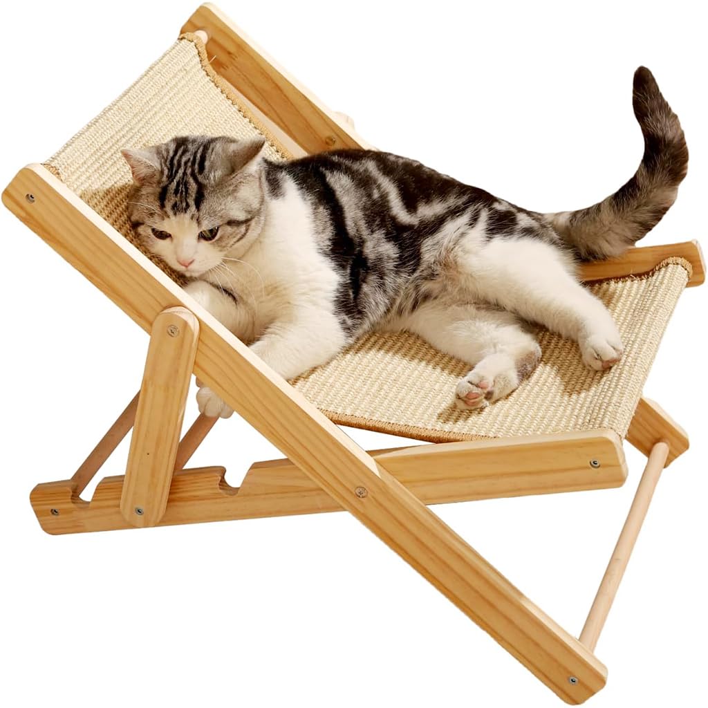 Qpets® 2 in 1 Cat Scratcher Bed & Chair - Sisal & Hemp, Adjustable, Anti-Slip