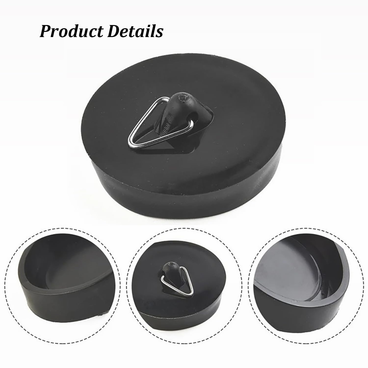 2 Pcs Tapones de Drenaje de Goma, Tapones de Drenaje de Goma, Tapones para Fregadero con Ganchos, Desagües Estándar Tapones Universales, Tapón de Drenaje para Fregadero de Cocina y Baño (Negro)