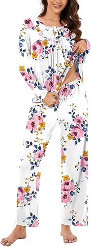 Miniatura 3 de Bestbee Conjunto de pijama para mujer, 2 piezas, conjunto de dormir Y2K para otoño, manga larga, pantalón largo con bolsillos, conjunto de pijama