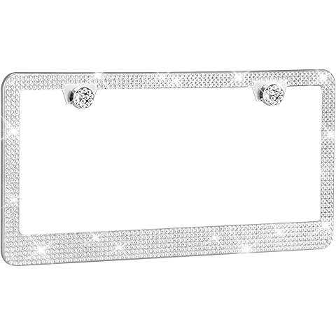 Bling License Plate Frame, Premium Stainless Steel Rhinestone License Plate Frames ...