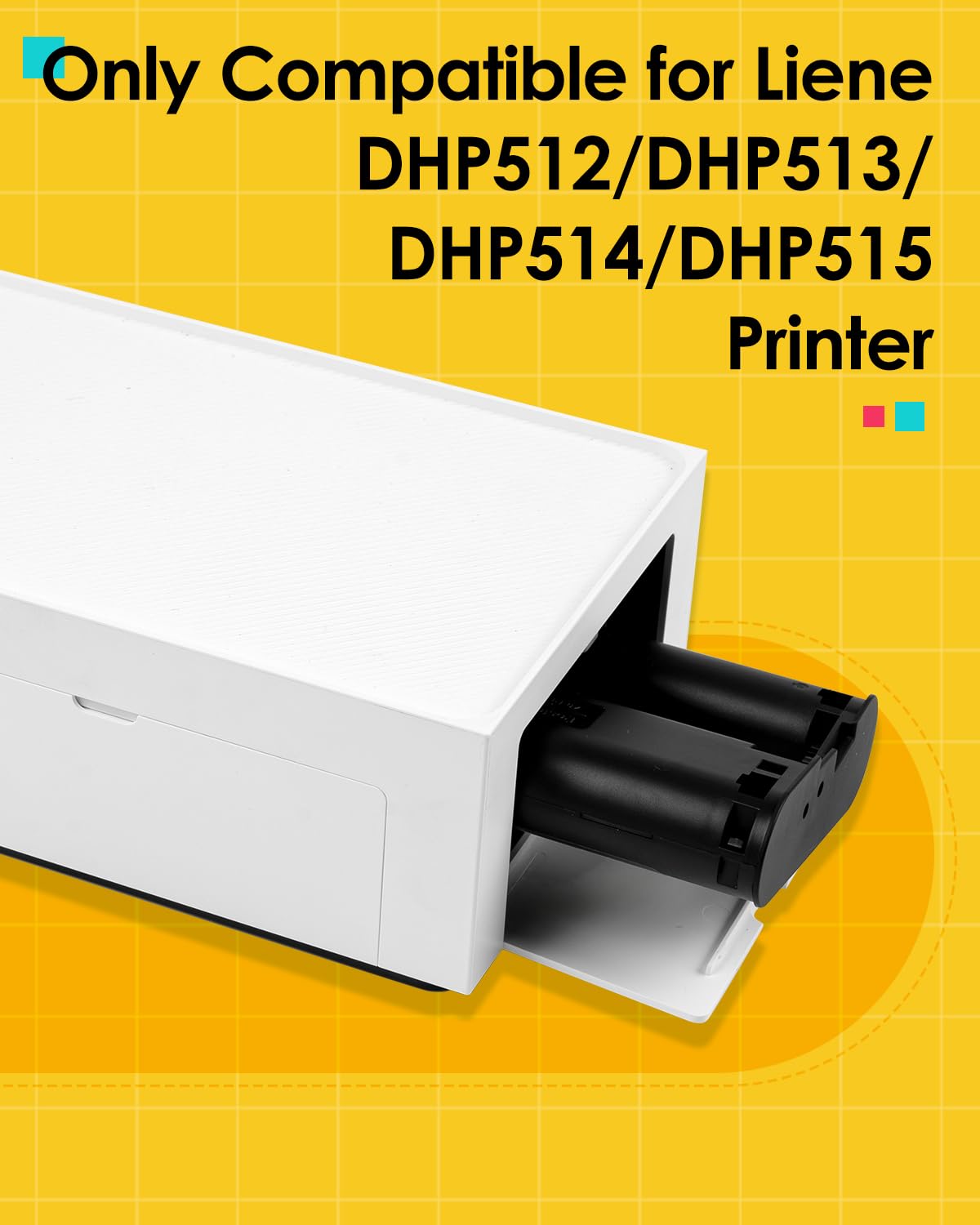 4 Pack Compatibile con Liene Amber M100/M200/M110/M210 4"x6" Cartucce d'inchiostro, Stampa 10x15cm 160 fogli di carta fotografica, 4 Cartuccie di inchiostro per per album/cornice (Senza carta)