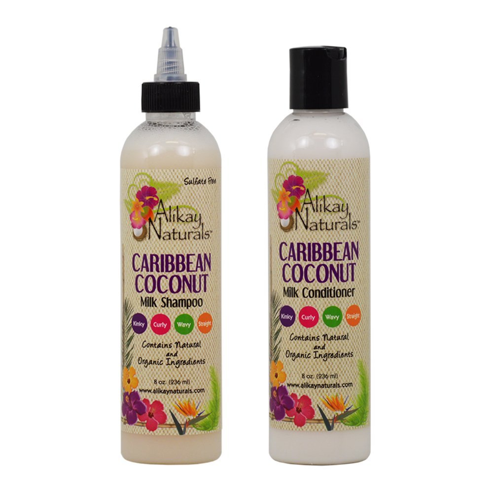 Alikay Naturals Caribbean Coconut Milk Shampoo & Conditioner 8oz Set by Alikay Naturals