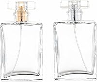 YORROR 2 Pack 100ml Clear Glass Perfume Atomizer Spray Bottles - Refillable Fine Mist Travel Dispenser, Gold & Silver Caps for Men Women