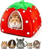 GEGURIDIRECT Strawberry Guinea Pig Bed - Cozy Washable Fleece Hideout, Warm Cuddle Cup for Rabbits, Hamsters & Small Pets