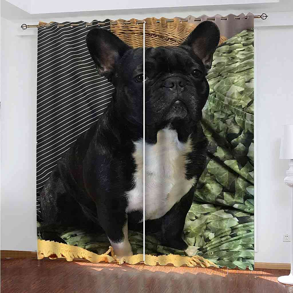 Rideau occultant chien noir 3D pour sublimer la décoration d'une chambre