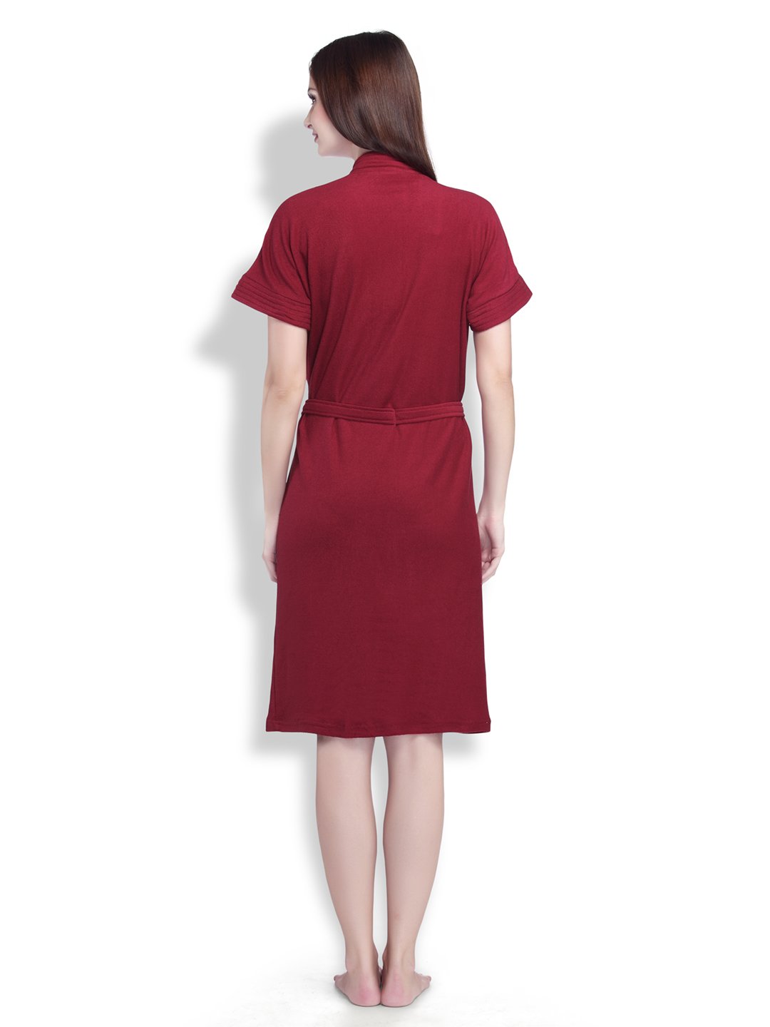 SAND DUNE Half Sleeve Soft Cotton Knee Length Bathrobe for Women & Girl (Red) (XXXL) 2
