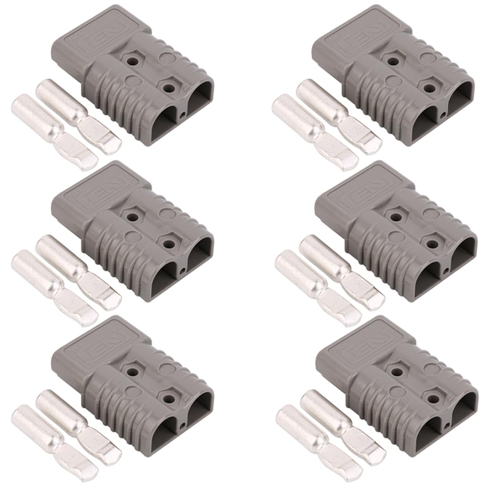 Conector de batería de 175 amperios, 600 V, conector de batería de 175 A, color gris, 6 unidades de 1/0 AWG