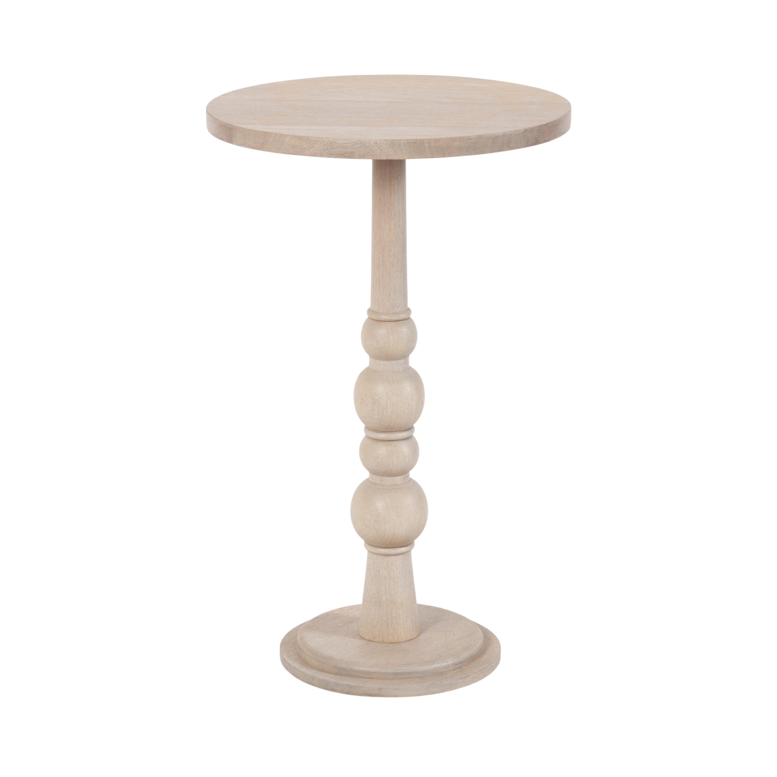 Kate and Laurel Wegner Traditional Wooden Round Side Table, 16 x 26, Whitewash, Elegant and Durable Pedestal Table for Use as Living Room End Table,