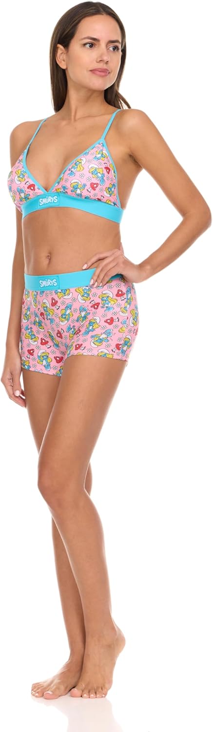 COCO BRANDS The Smurfs Women’s Sports Bra & Boxer Briefs Underwear Set - Triangle Bra with Adjustable Straps & Removable Pads - Image 4