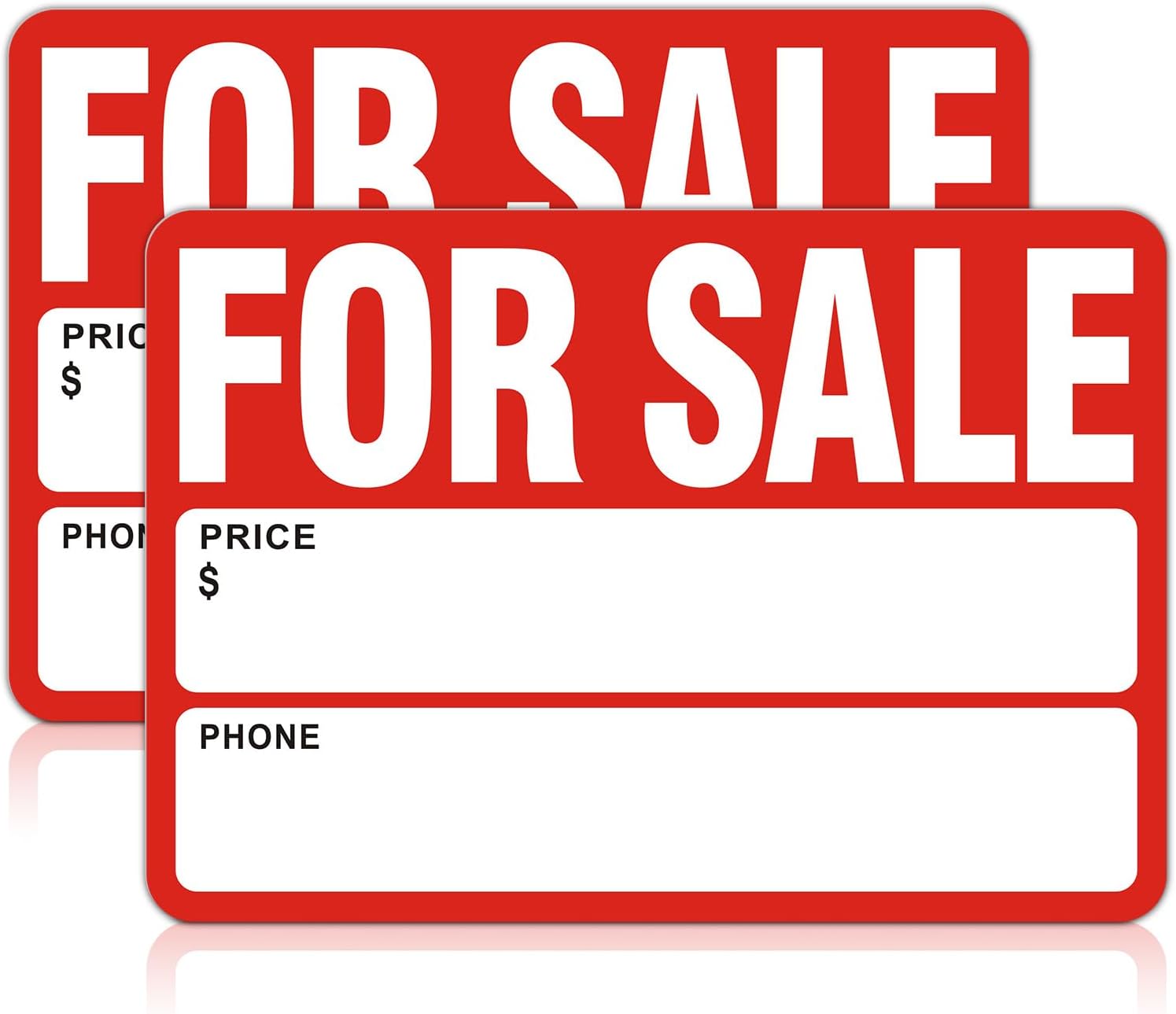 2 Pack For Sale Sign Car Magnetic,13.8" X 9.8" Large Reflective Car Vehicle Magnet Sign, Reusable,Weatherproof, UV Resistant For Auto, Yard Sale, Real Estate Flexible Red