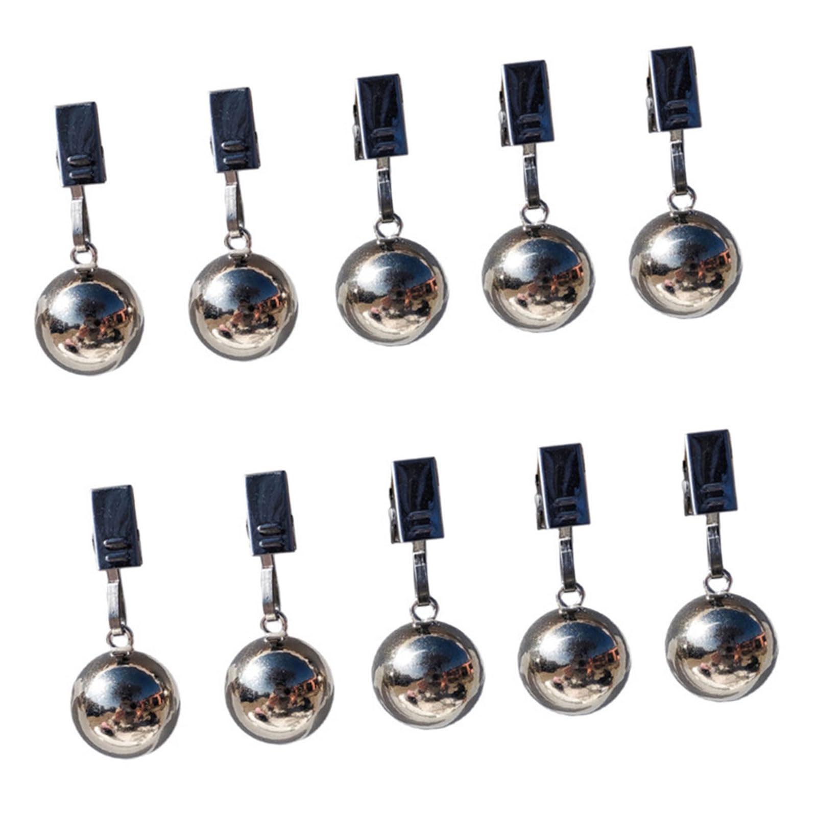 Kaeltsyn 10Pcs Heavy Duty Tablecloth Weights, Metal Ball with Tablecloth Clip for Outdoor Tables, Curtains, Christmas Gardens Flag Curtain Weight