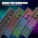 RedThunder K10 Ensemble Clavier et Souris de Jeu Sans Fil, Rétroéclairage RGB Batterie Rechargeable 3800mAh, Clavier Anti-ghosting + Souris 7D 3200DPI pour Joueur PC (Noir)
