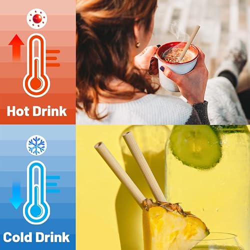 100 Pack Ds Reed Natural Bamboo Drinking Straw Reusable Bpa Free 7.8" Ecofriendly Organic Alternative To Plastic Straws Strong Durable Compostable Biodegradable Heavy Duty Cold & Hot Drinks #TOP5