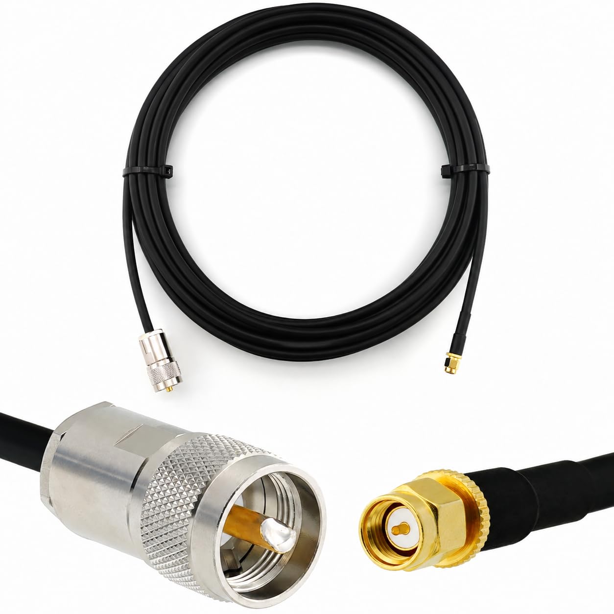 25m SMA macho a PL259 Cable coaxial UHF RG8X CB — Cable coaxial de extensión SMA macho a UHF macho 50 Ohm — para radio HAM CB, antena, medidor SWR, radioaficionado, onda corta, RF