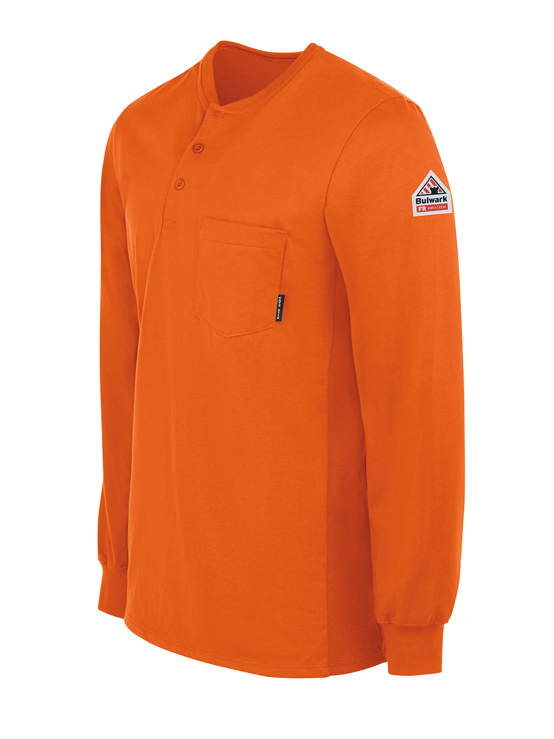 Bulwark męska koszulka Henley, ognioodporna, bawełna, długie rękawy, bez etykiety, 177 g