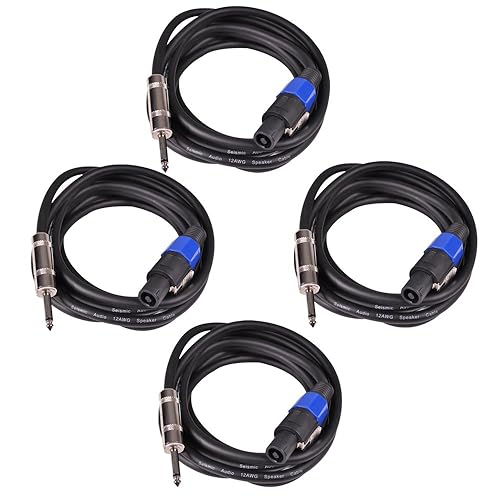 Seismic Audio - SASPT12-15-4Pack - Paquete de 4 cables de altavoz de audio profesional de 15 pies a 14 pulgadas - Cables de altavoz de 15 pies de