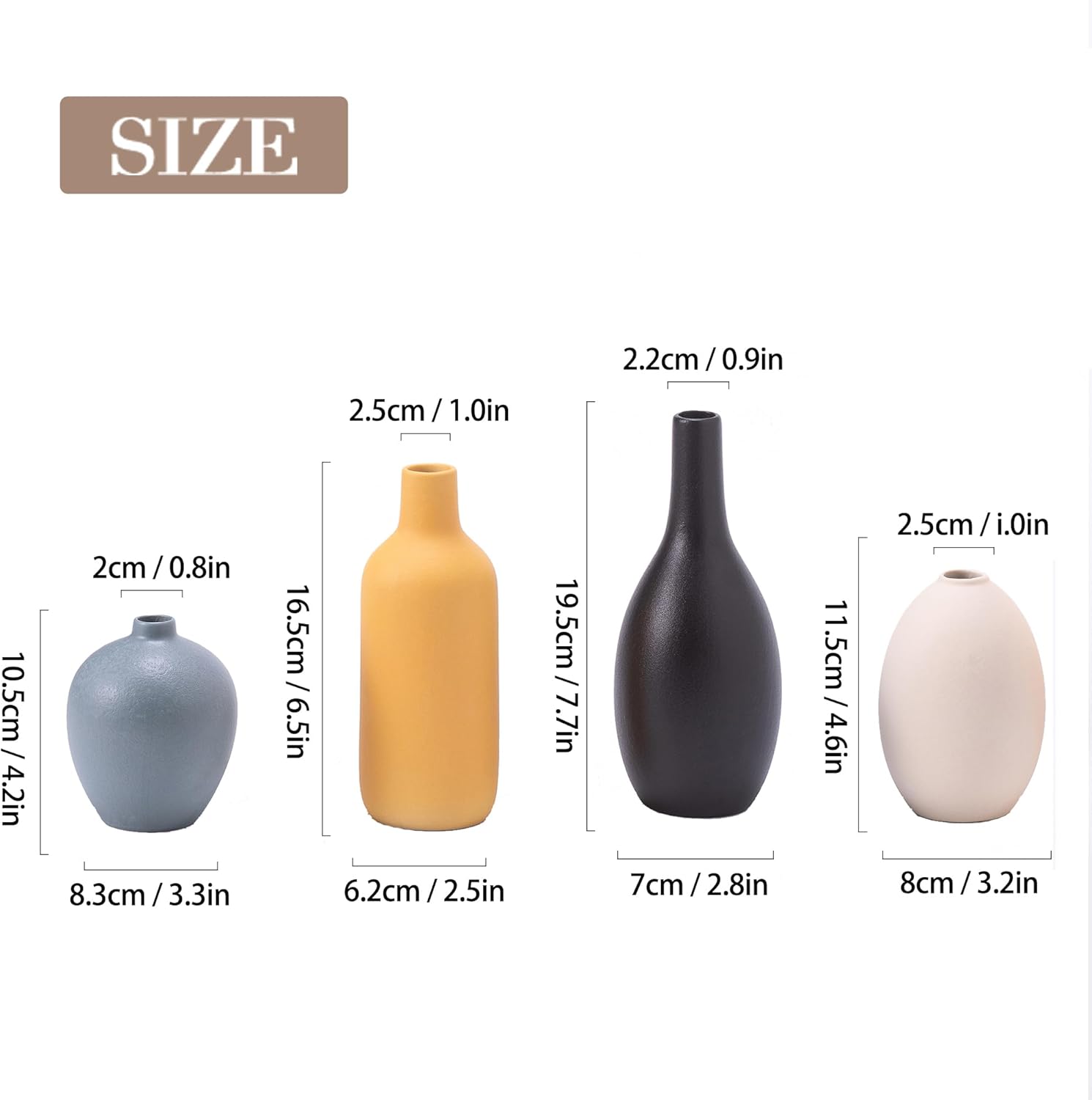 Modern Ceramic Vase Set, Decorative Vases for Home Shelf Decor, 4 Piece Collection - Image 3