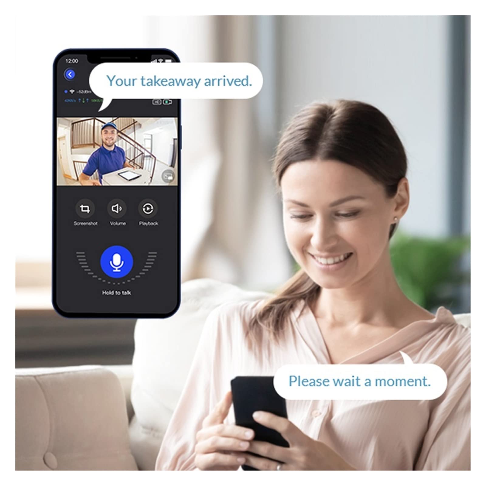 Bezprzewodowa kamera dzwonkowa, Bezprzewodowa kamera z dzwonkiem do drzwi 1080P Dzwonek z Wi-Fi Inteligentne zabezpieczenie Domofon Opcja Dzwonek domowy,Easy to install