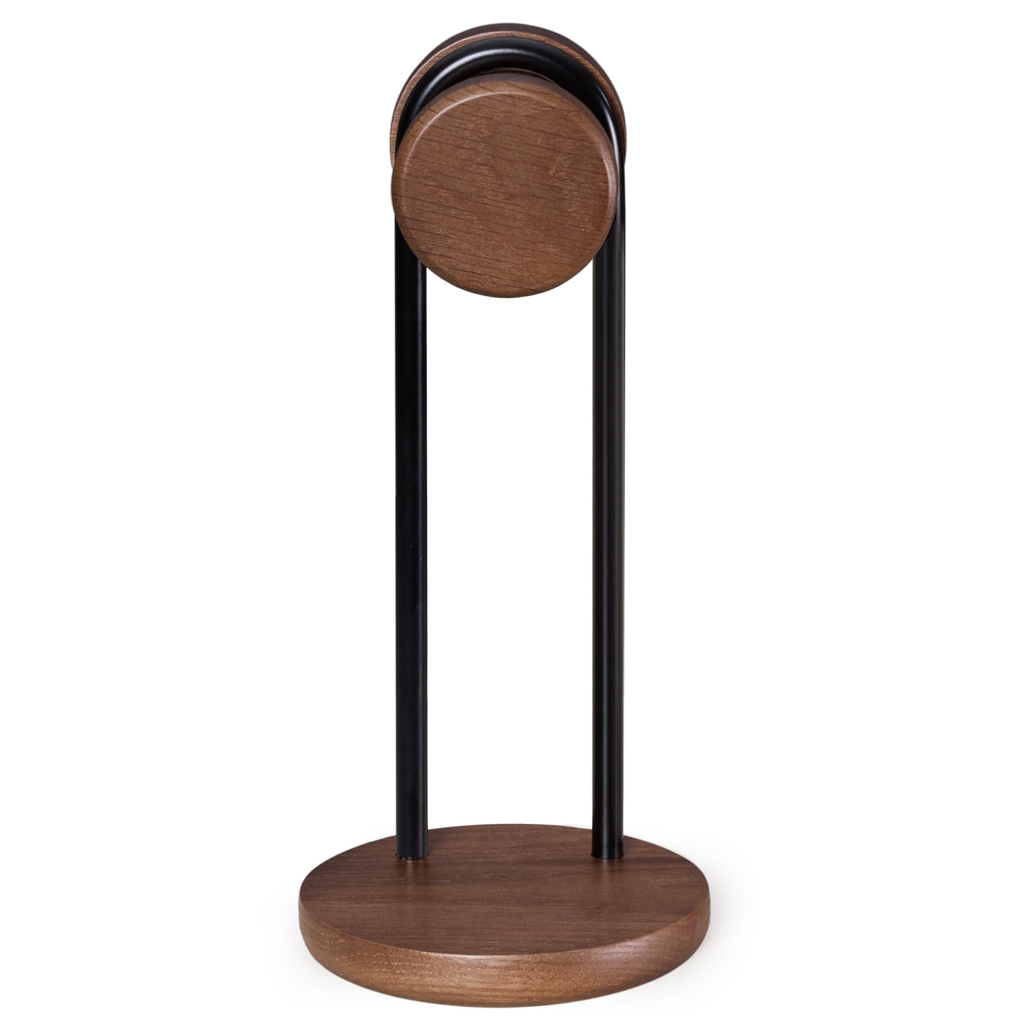 Fenge Porta Cuffie da Scrivania, in Legno Massello Naturale e Metallo, Universale, Base Ponderata con Archiviazione, Supporto Cuffie Gaming PC, per Espositore, Ufficio Casa (Marrone)