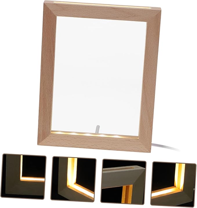 Uonlytech Uonlytech 5pcs Glowing Photo Frame Night Light USB Photo Frame with Led Light Led Lighted Desktop Picture Wood Picture USB photo 2