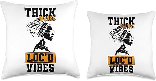 Miniatura 3 de Thick Thighs Loc'd Vibes Afro Hair Black American African Throw Pillow, 18x18, Multicolor