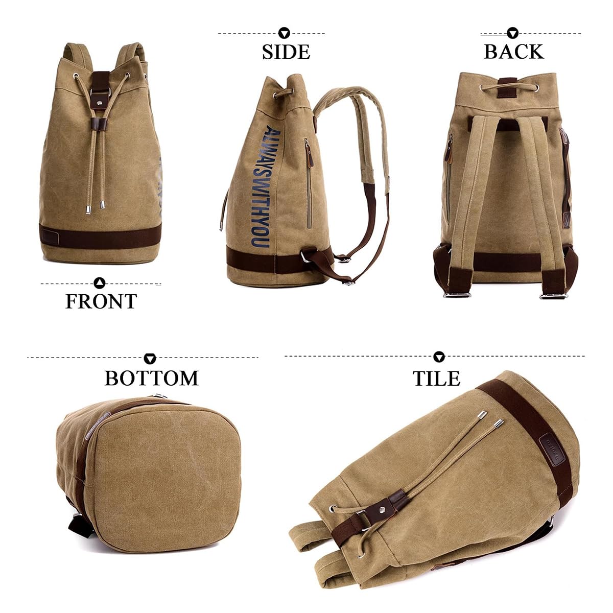 GAMIRA Borsa a secchiello con coulisse per sport all'aria aperta, Zaino con coulisse di grande capacità, Zaino sportivo in tela per donna uomo