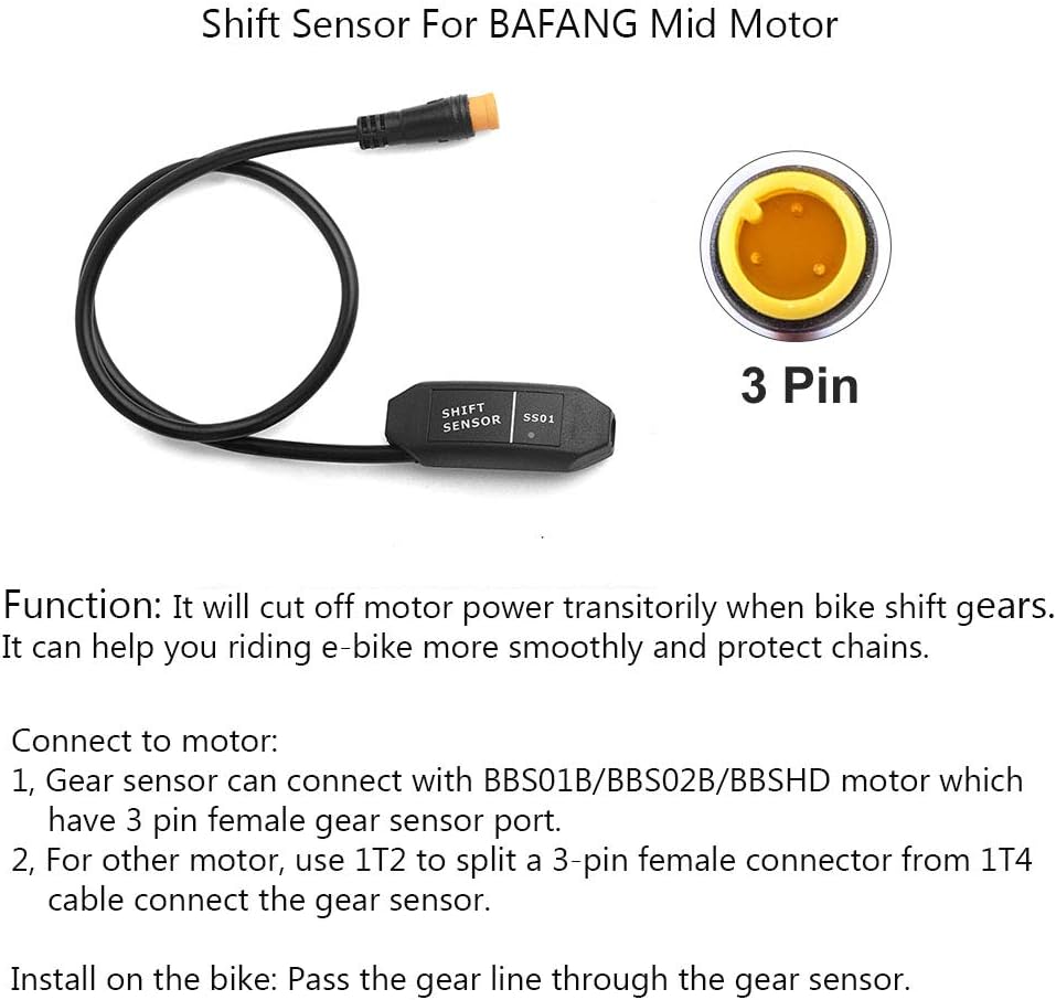BAFANG Mid Motor Gear Shift Sensor Conversion Accessories for Ebike Electric Bike BBS01 BBS02 BBSHD Mid Drive Motor Gear Cable 3 Pin Waterproof 24CM Cable