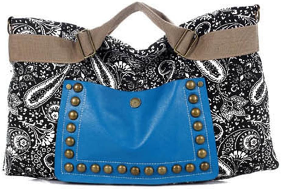 Vintage Paisley Pattern Women Girl Studded Faux Leather Tote Shoulder Messenger Handbag Hobo Bag Satchel