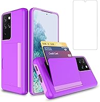 Vista 8 de Asuwish Funda compatible con Samsung Galaxy S21 Ultra Glaxay S21ultra 5G y protector de pantalla de vidrio templado, soporte para tarjeta de crédito