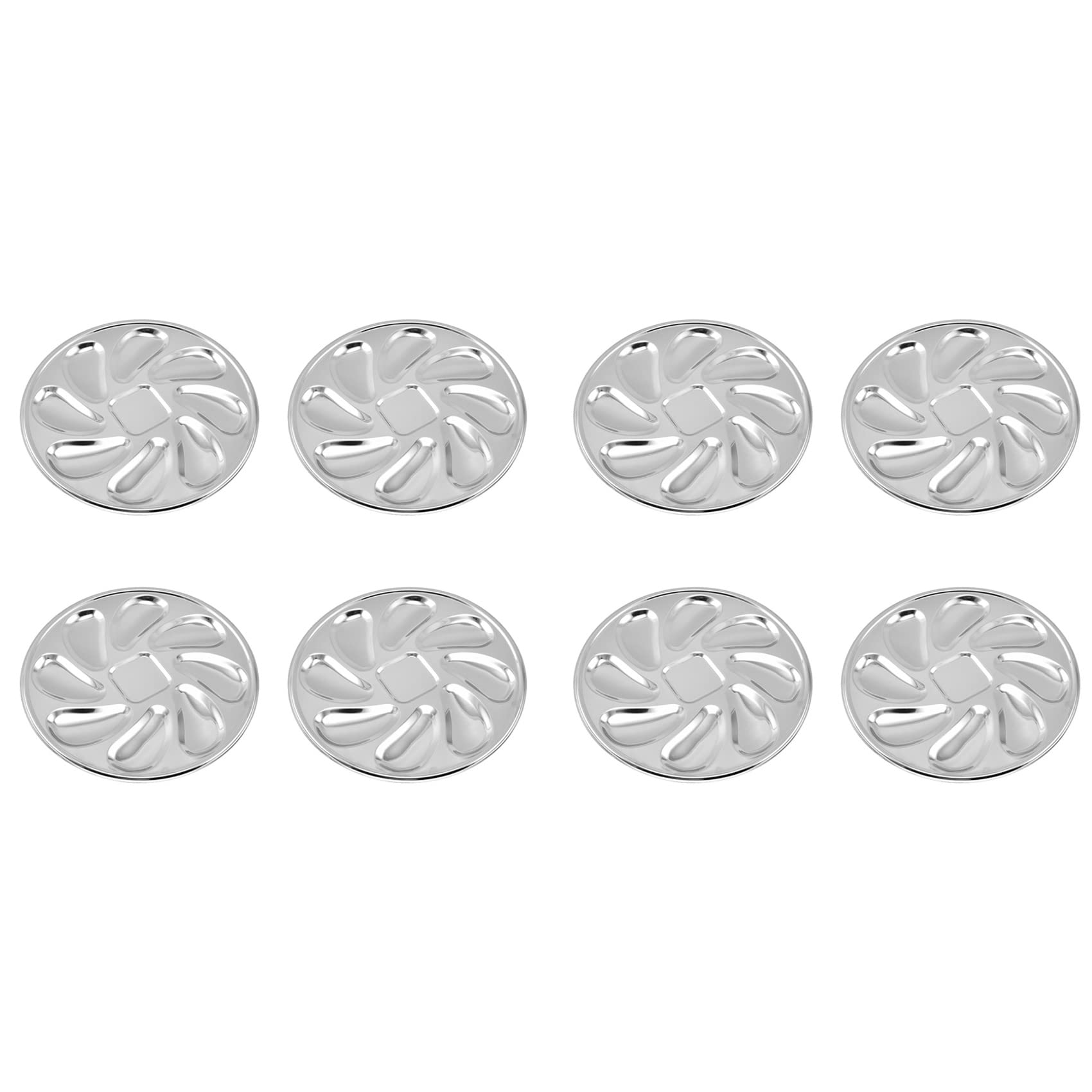 rieder Lot de 8 assiettes à huîtres en acier inoxydable en forme de coquillage, récipient à huîtres avec 8 fentes pour sauce à huîtres