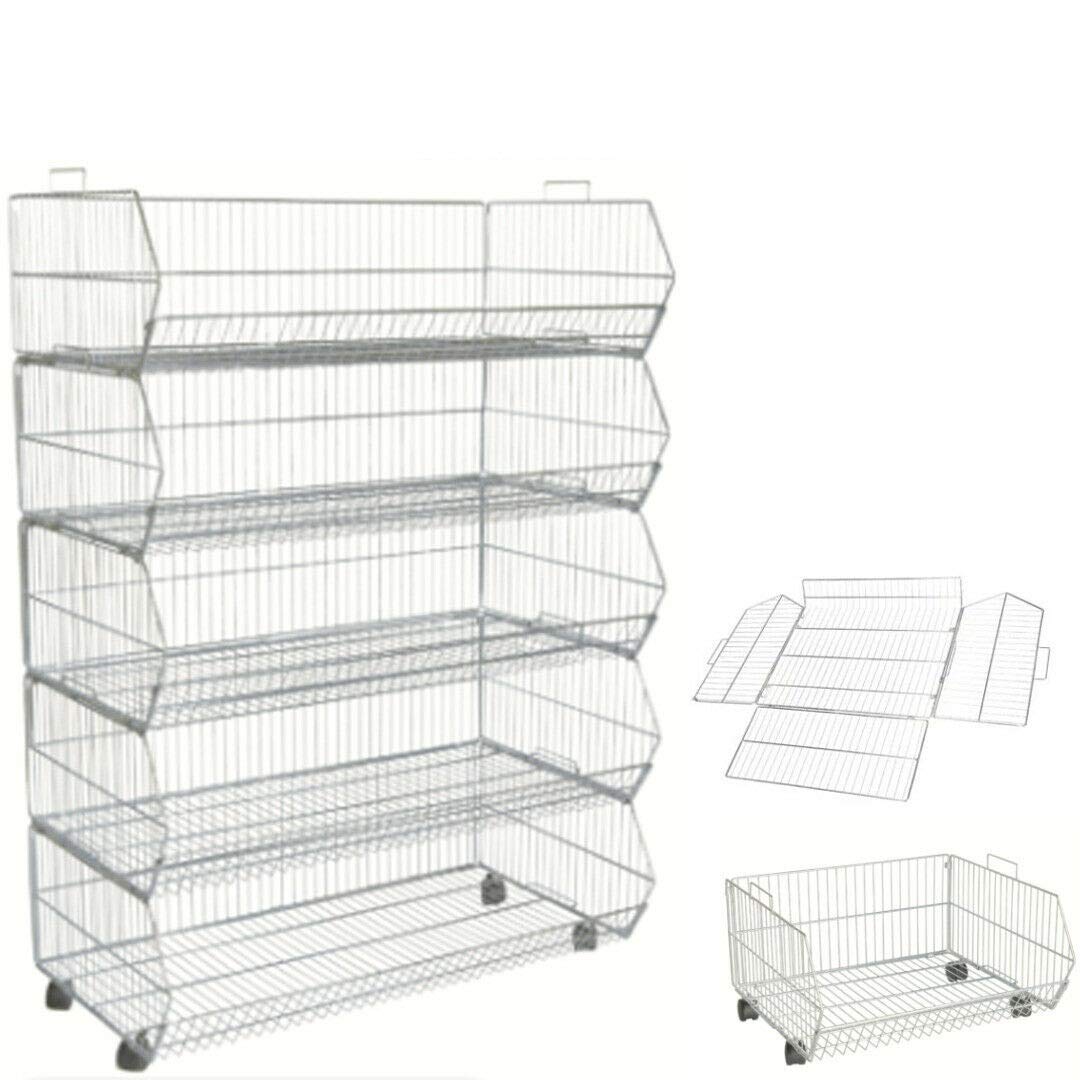 1 x 100Cm Heavy Duty Stackable Wire Storage Bin Rack Veg Fruit Basket for Shop (1 METER OR 100CM STACKABLE BASKET)