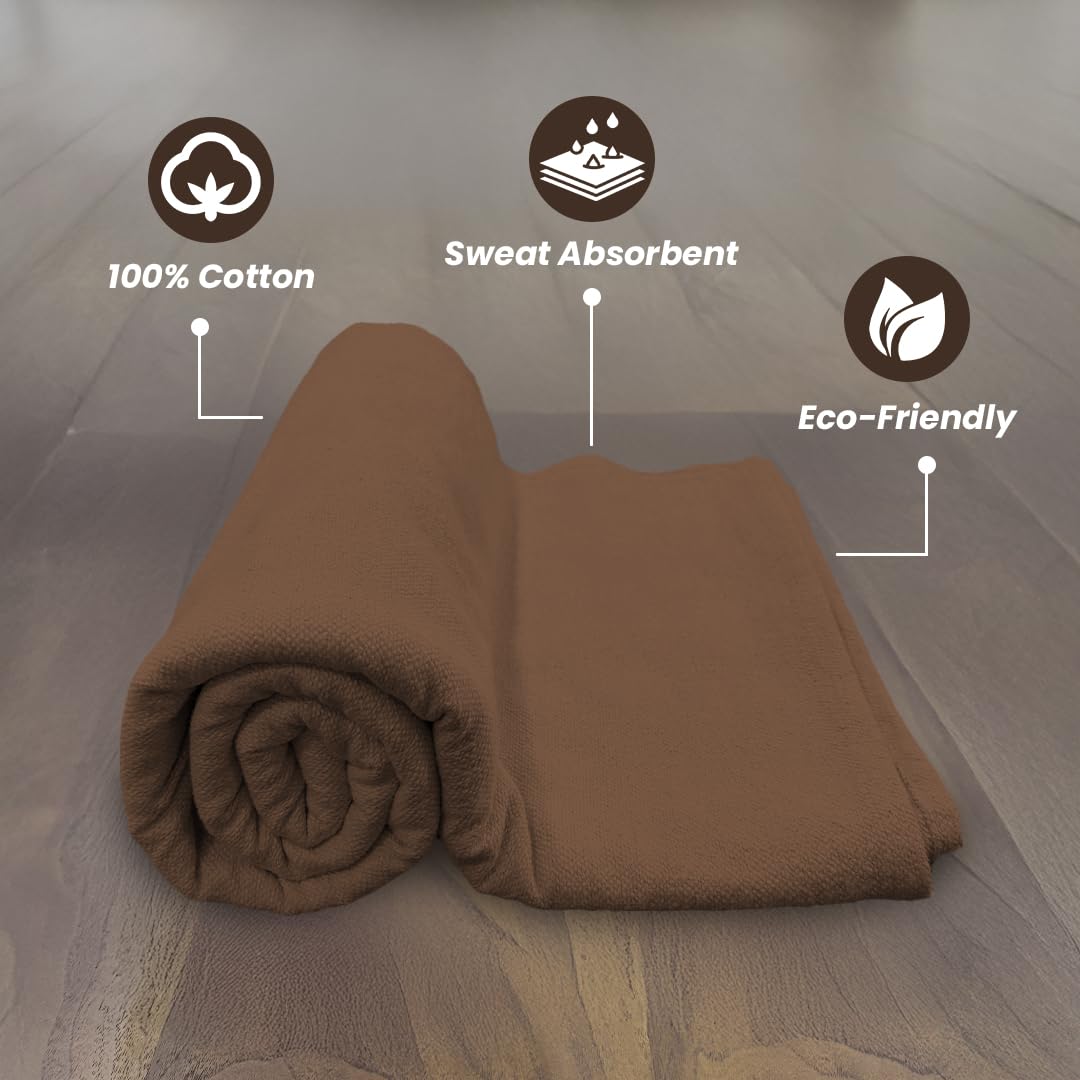 MeFree Iyengar Yoga Blanket | 100% Organic Cotton | Handloom Eco-Friendly Yoga Prop | Lightweight & Travel-Friendly | Ideal for Inversions, Backbends, & Meditation (Brown)