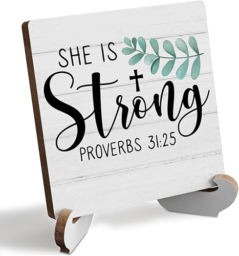 Decoración para el hogar, versículo bíblico inspirador, decoración cristiana para el hogar, decoración de escritorio de granja, placa de madera con