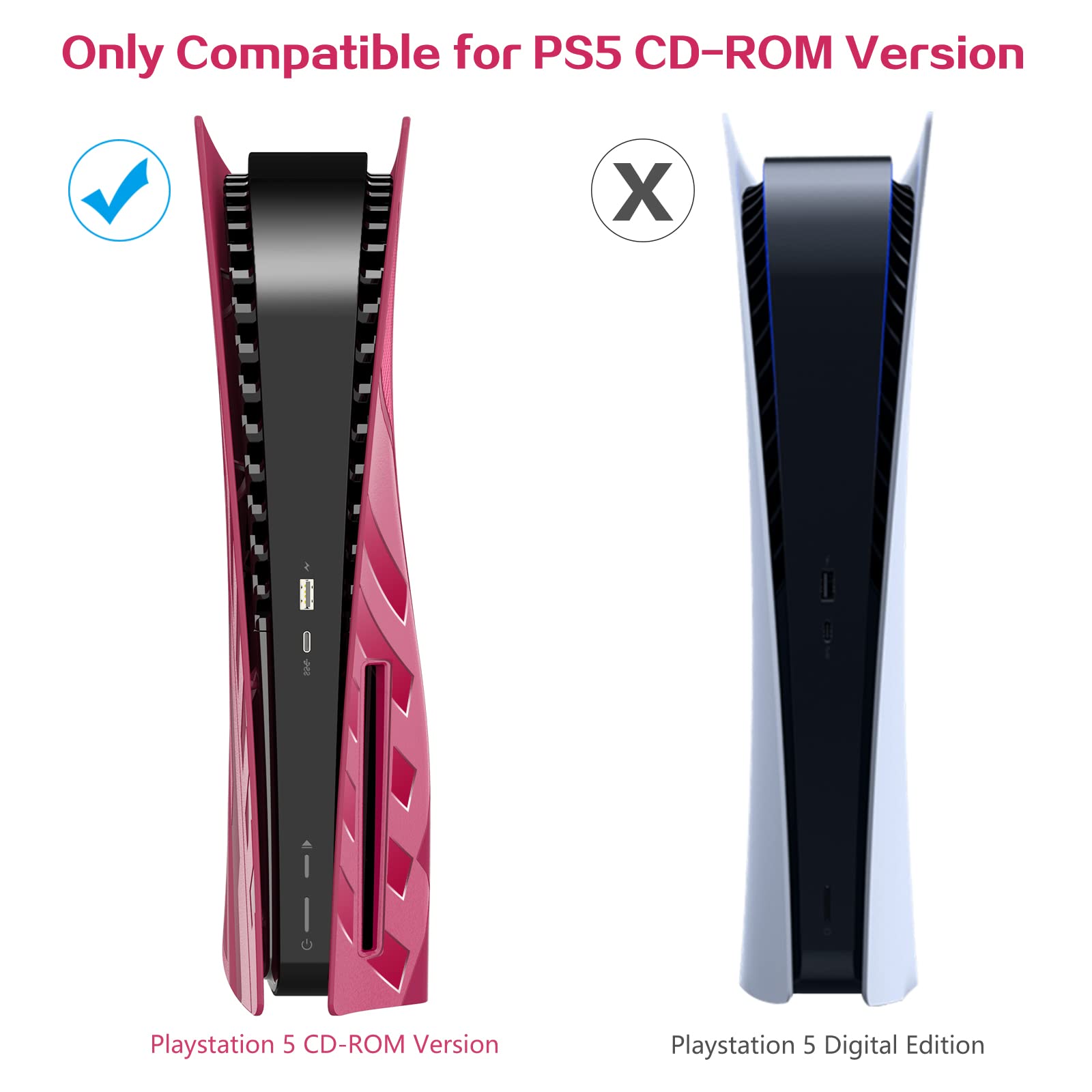 HEYSTOP Coque de Protection pour PS5 Faceplate pour Console PS5, PS5, Noir - Plaque latérale Rigide, Rouge, Unisexe