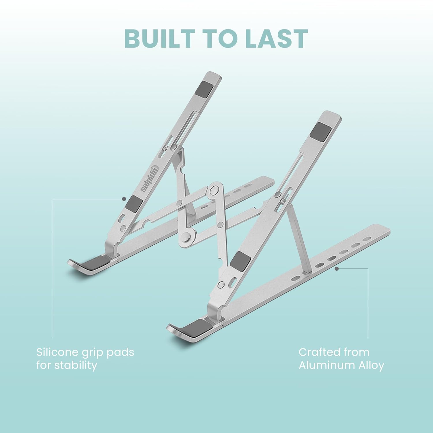 SL-221, 6-Level Adjustable Foldable Aluminum and Silicone Build Laptop Stand, Multi-Size Compatible, Easy Folding for Storage Ergonomic Comfort Works with MacBook, Dell, HP & More (Silver) 25 61VDQYQ6GmL. SL1500