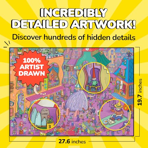 Image of Odd Pieces Jigsaw Puzzles 1000 Pieces with Storytelling Comics, for Women, White Elephant, Mystery Puzzle for Adults & Kids - 19.7'' x 27.6'' Frameable Magic Puzzle Art (Series 2)