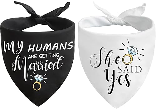 Bandana negra para mascotas, diseño de triángulo, para boda, regalo de anuncio de compromiso, para perros pequeños, medianos y grandes,
